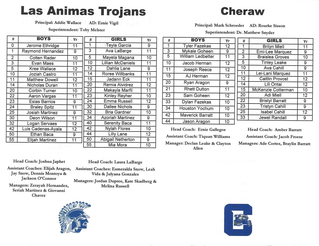 HS Basketball Program for Feb 3