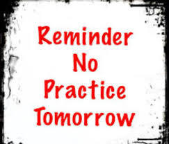 Reminder of no practice for square dancers on Sunday 