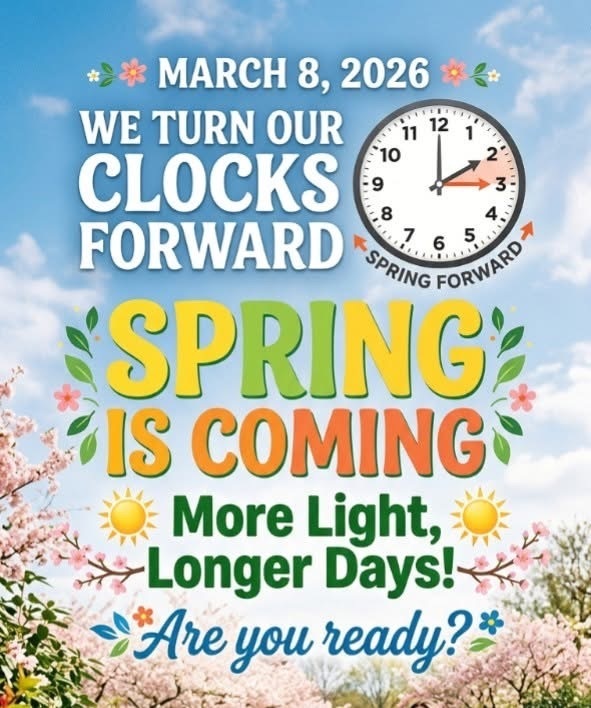 spring forward reminder flyer