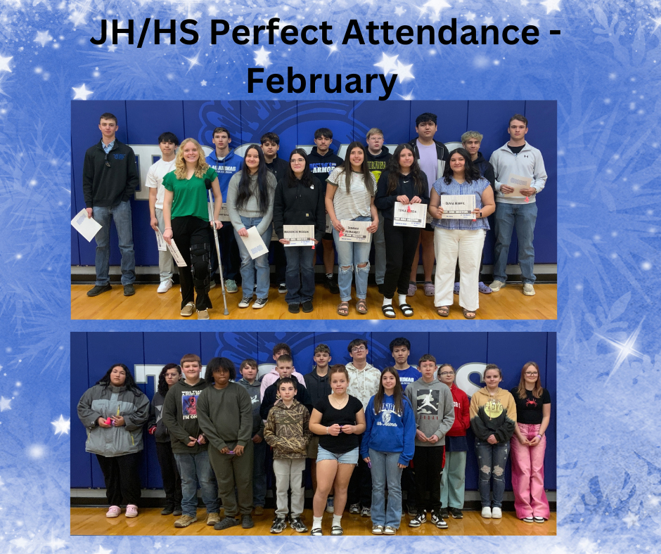 perfect attendance flyer for Feb for JH/HS 