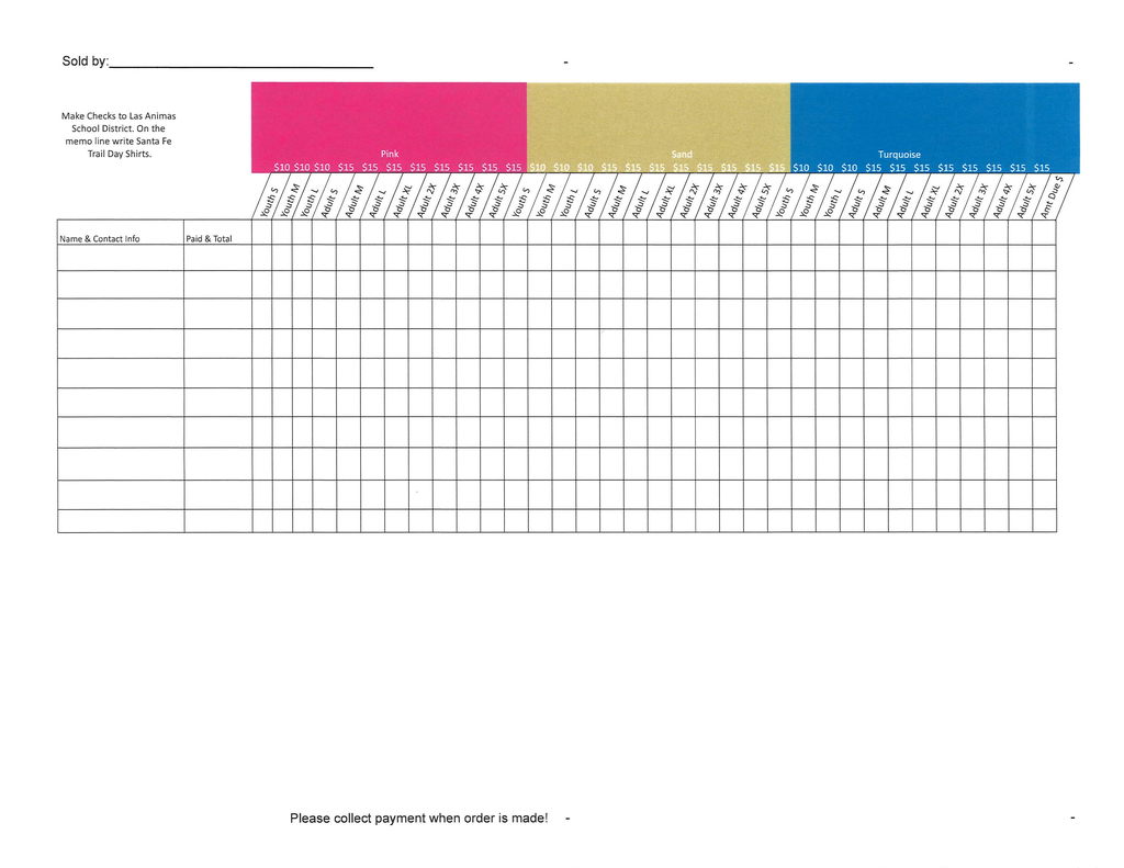SFTD shirt order form 