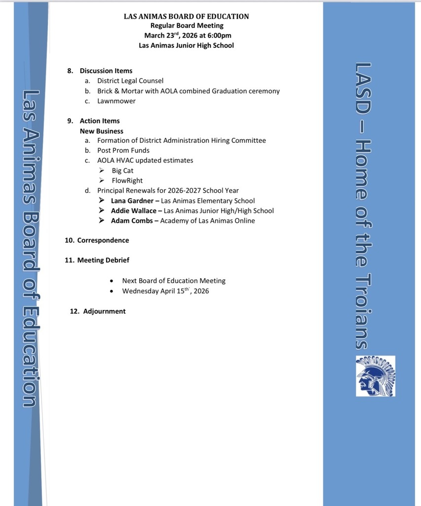 School board agenda for 3/23 