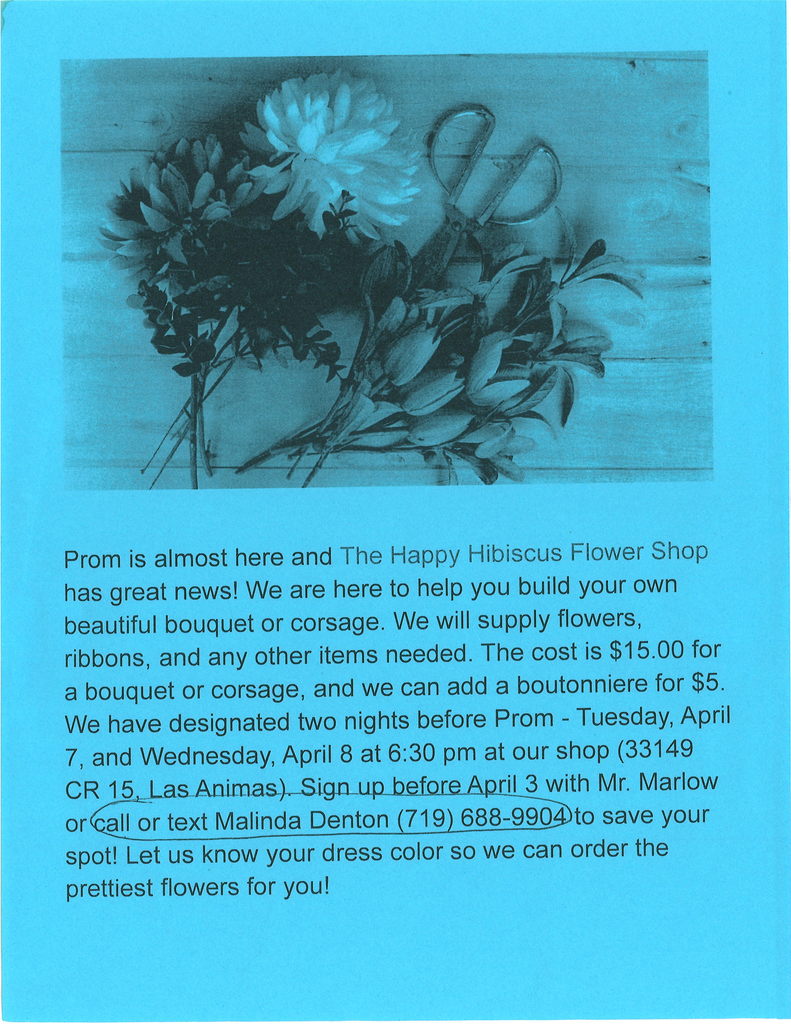 flyers to sign up to make prom flowers