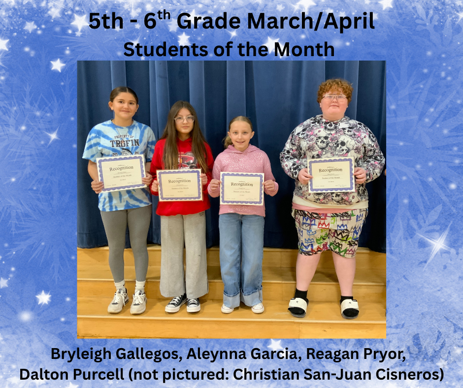 5th & 6th grade students of the month flyer