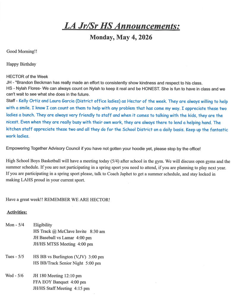 JH/HS announcements 