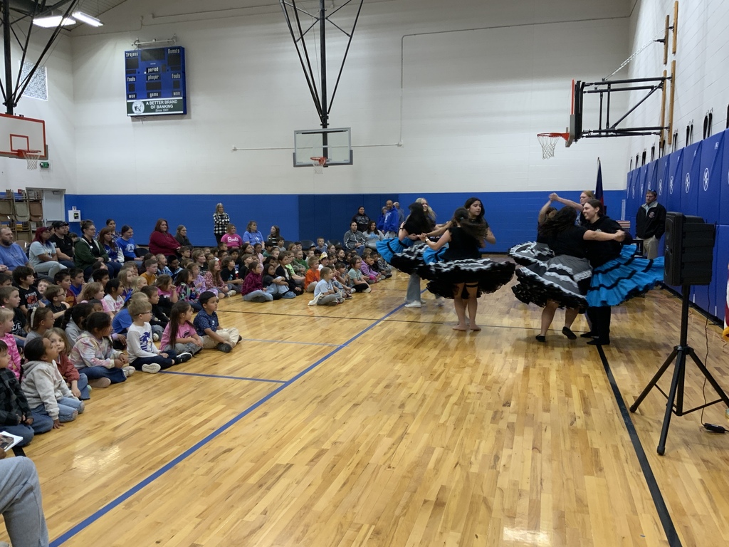 HS Square dancers at elementary assembly 