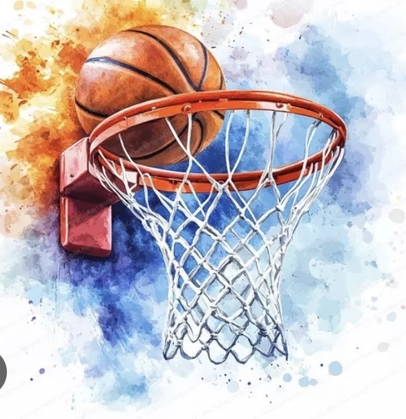 Image of basketball and hoop