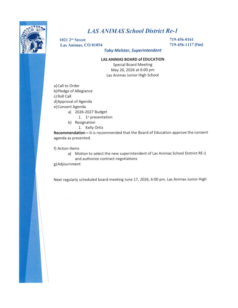 board agenda for 5/26