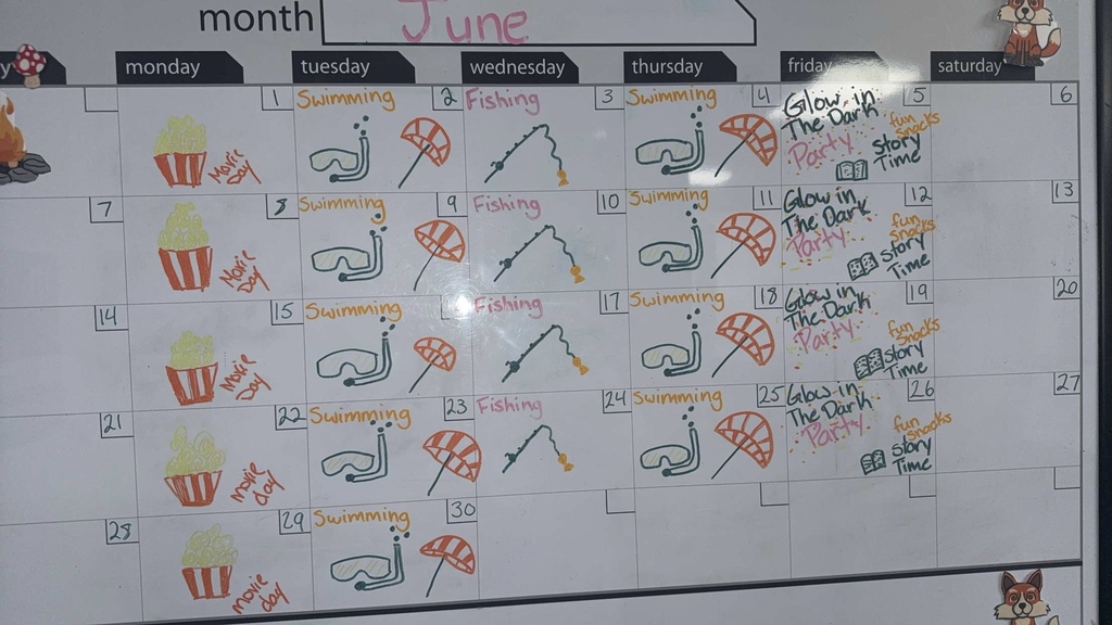 Daycare activity calendar
