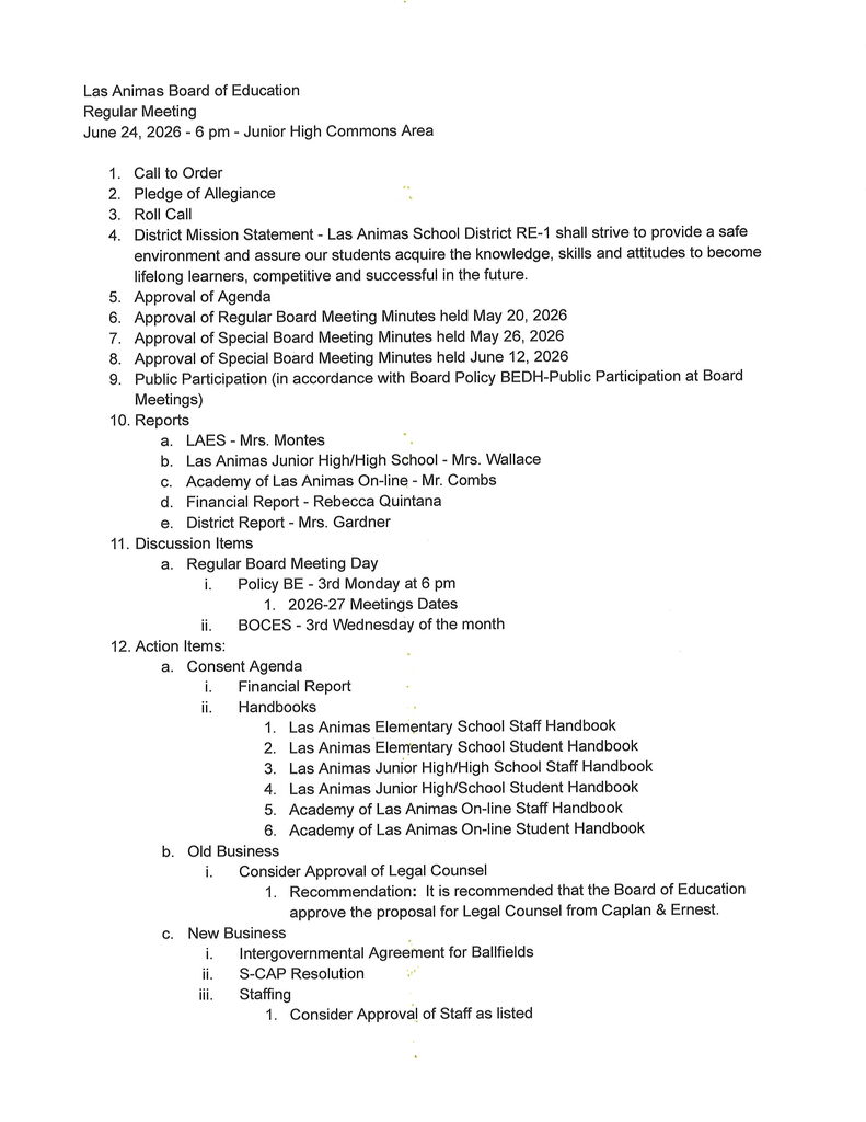 school board agenda