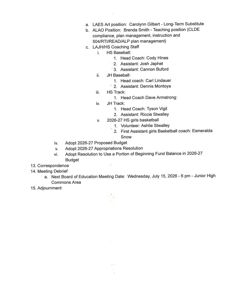 school board agenda