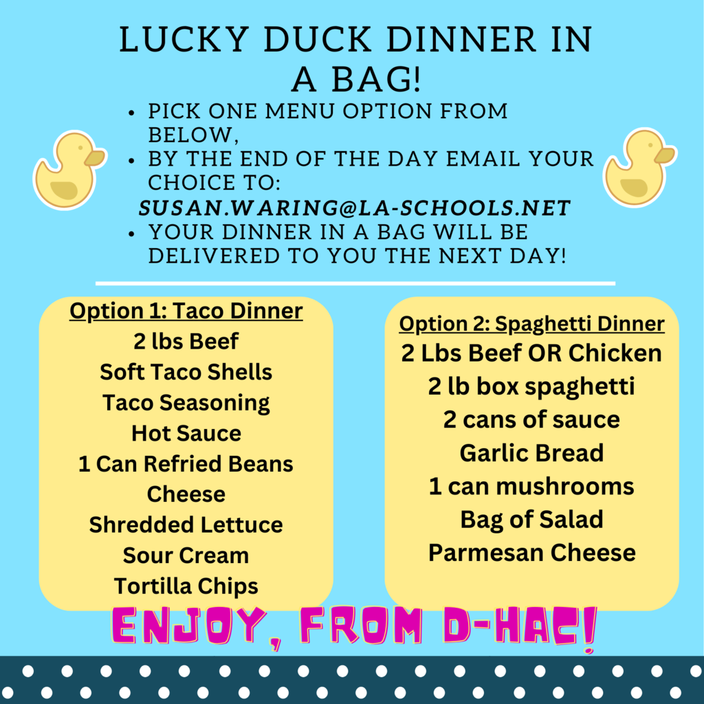 lucky duck dinner in a bag