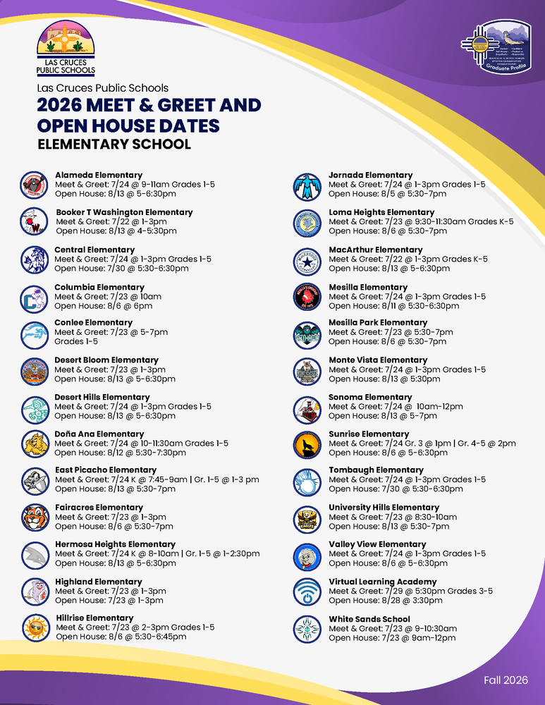 Las Cruces Public Schools Welcomes Families Back with Meet & Greets and Open Houses