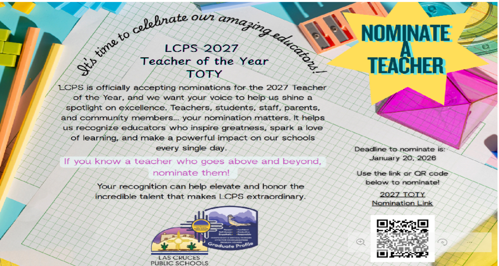 Nominate a teacher for Teacher of the Year!