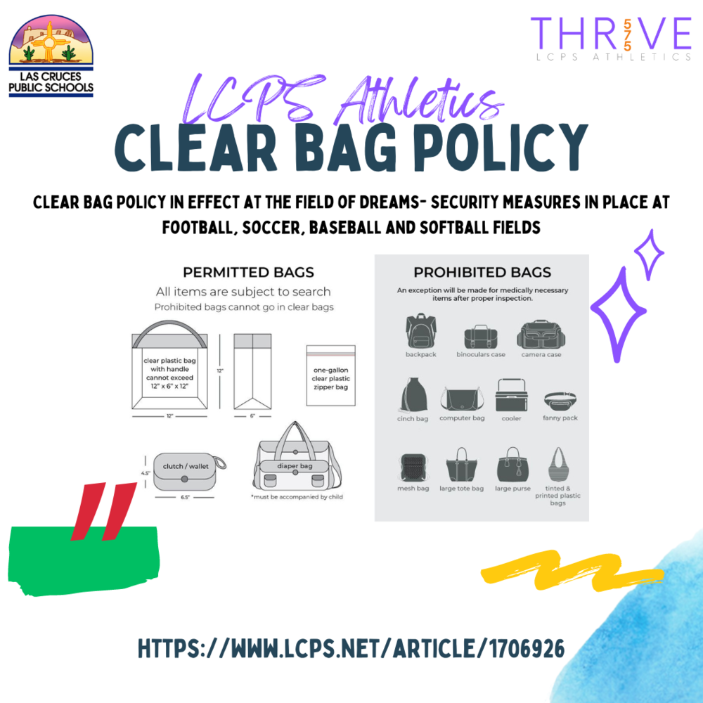 District Reminds Fans of Clear Bag Policy   Security measures in place for spring baseball, softball 