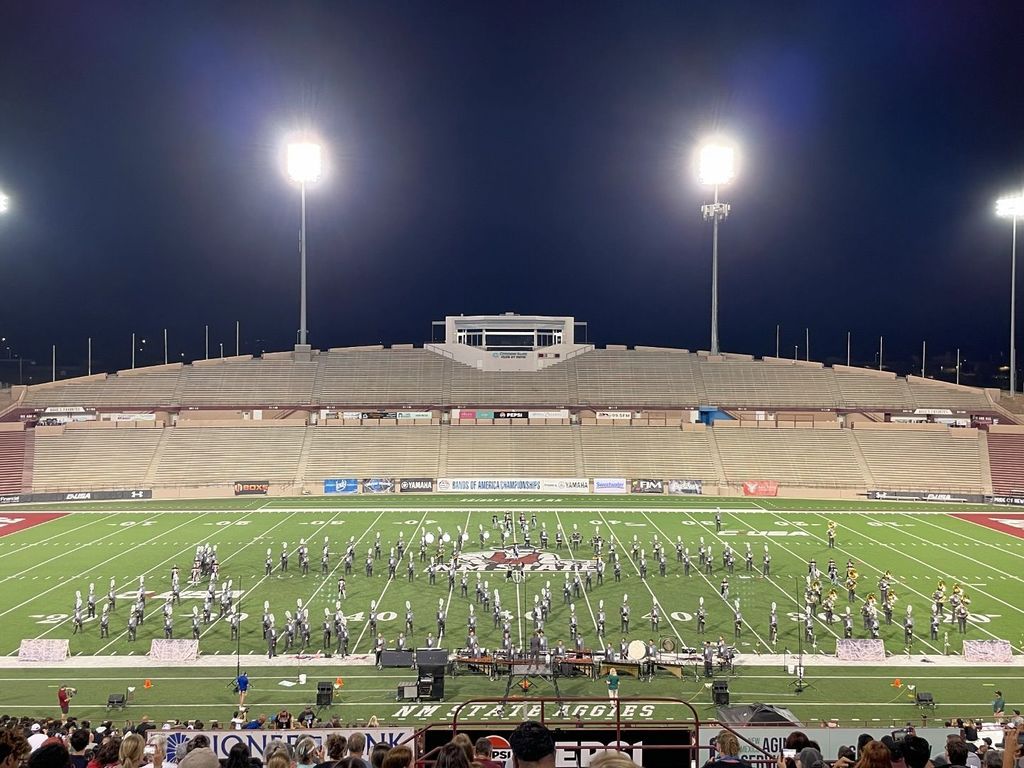 Congratulations to Las Cruces Public Schools 4th place OMHS, 5th place CHS, 9th place LCHS, and all finalist bands at the Bands of America New Mexico Regional! #Thrive575 @lcps.activities @lcps.athletics Finals Results 75.55 – Fossil Ridge HS 73.70 – Loveland HS 71.90 – Eastlake HS 69.90 – Royal Knight Regiment - Organ Mountain 69.55 – Centennial High School Band 69.40 – Pecos HS 68.45 – Andress HS 67.90 – Volcano Vista HS 66.20 – Las Cruces High School Band 65.60 – Del Valle HS 64.30 – Bel Air HS 63.10 – Americas HS Outstanding Music Performance – Fossil Ridge HS Outstanding Visual Performance – Fossil Ridge HS Outstanding General Effect – Fossil Ridge HS