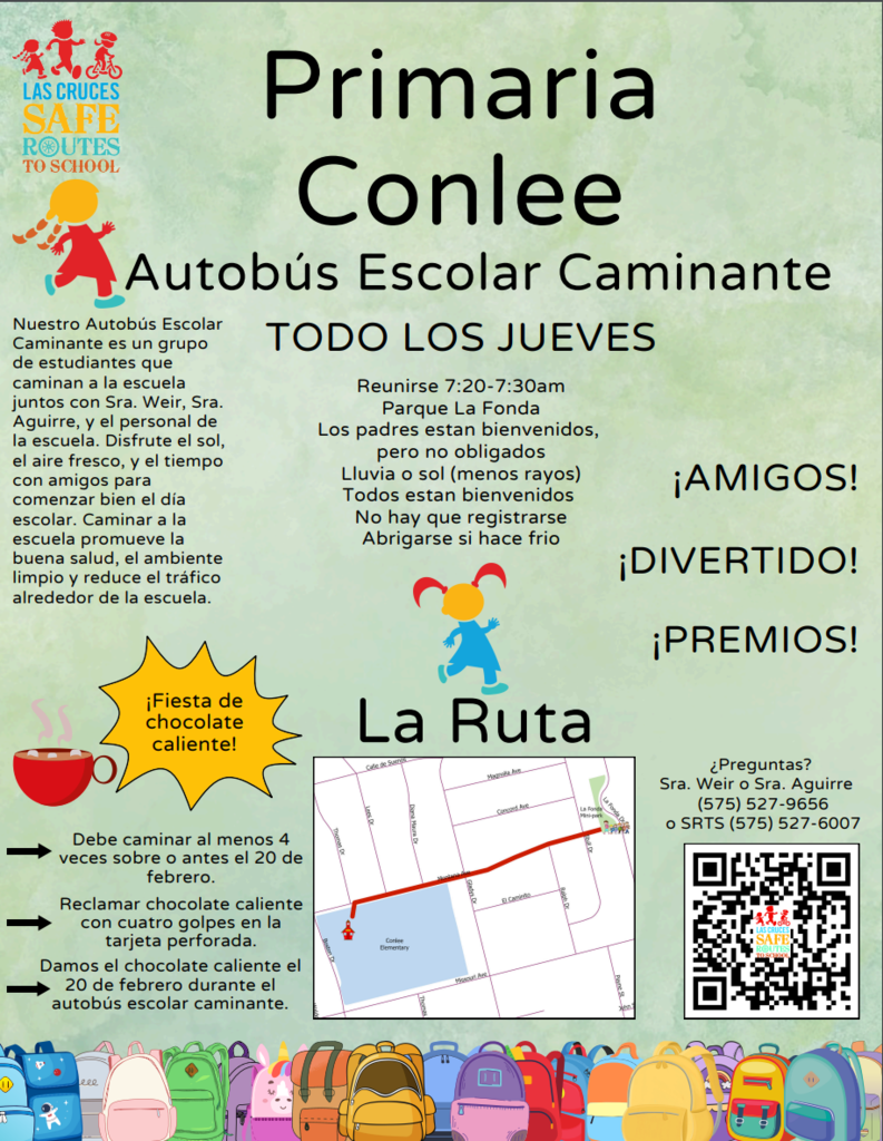 Walking School Bus flyer in Spanish