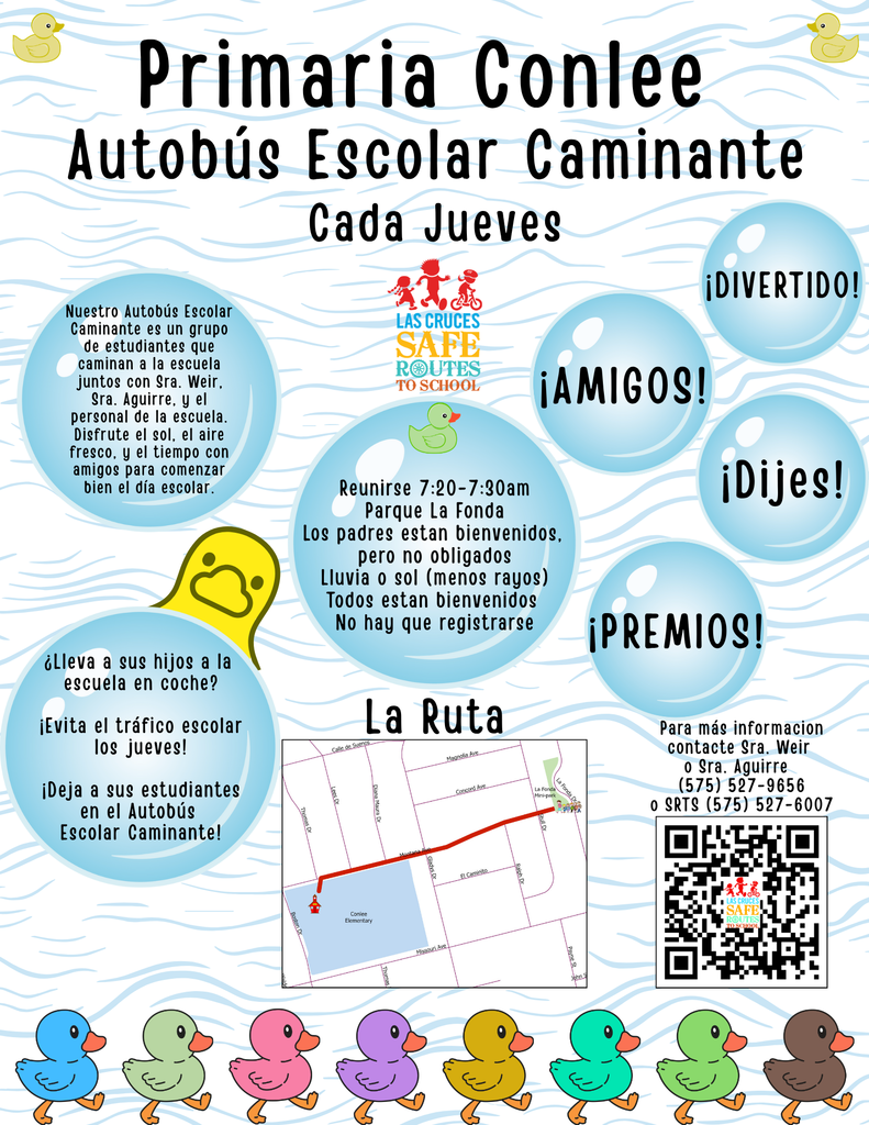 Walking School Bus flyer in Spanish