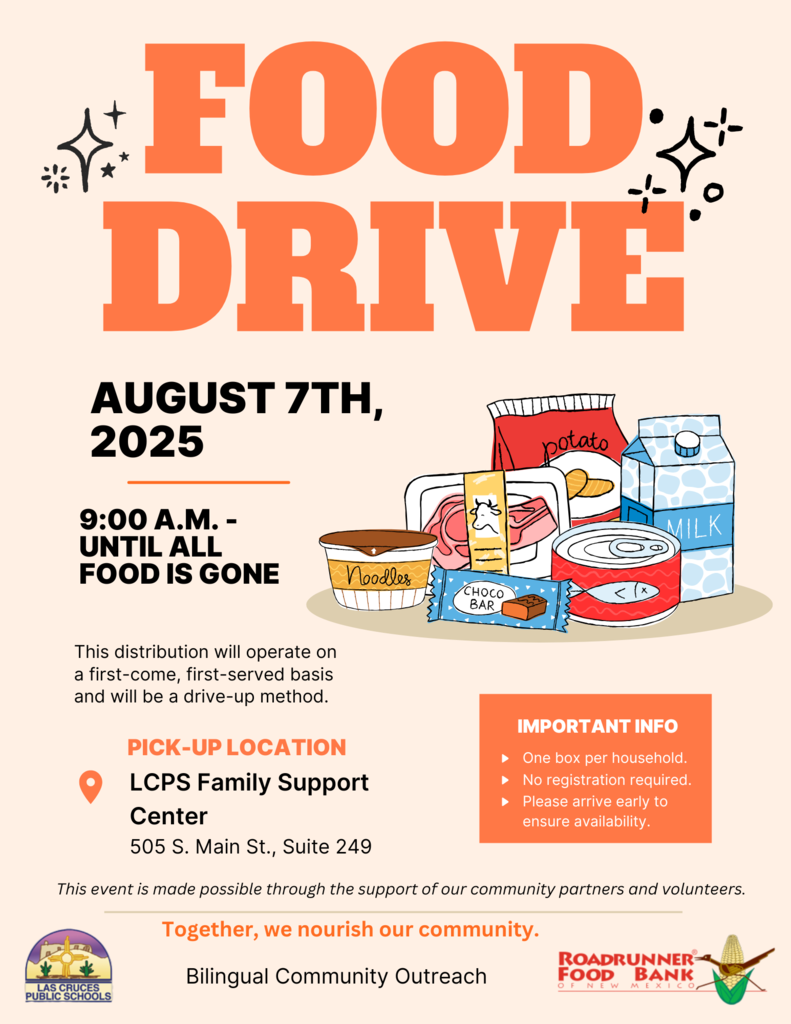 LCPS will host a drive-thru food drive on Thursday, August 7, at the LCPS Family Support Center