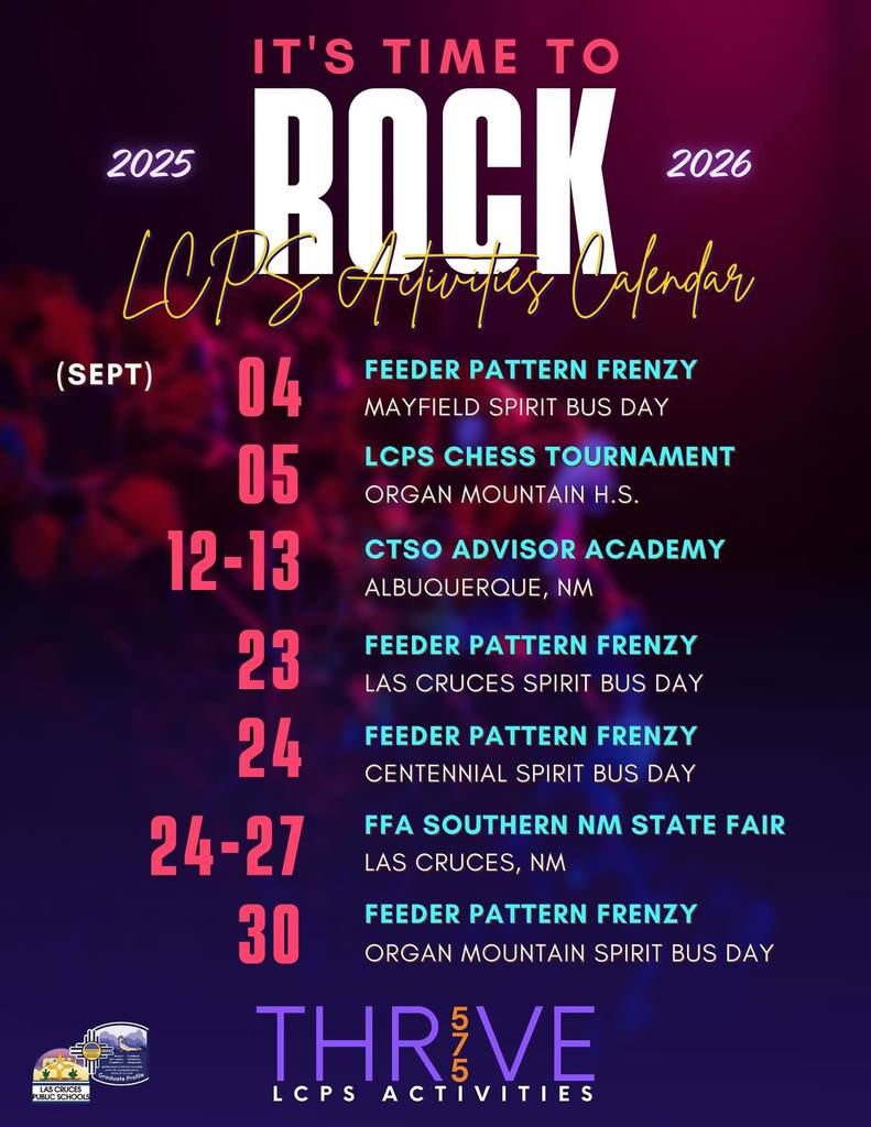 September: It’s time to rock the new year! Check out the upcoming LCPS student events and activities for this month.