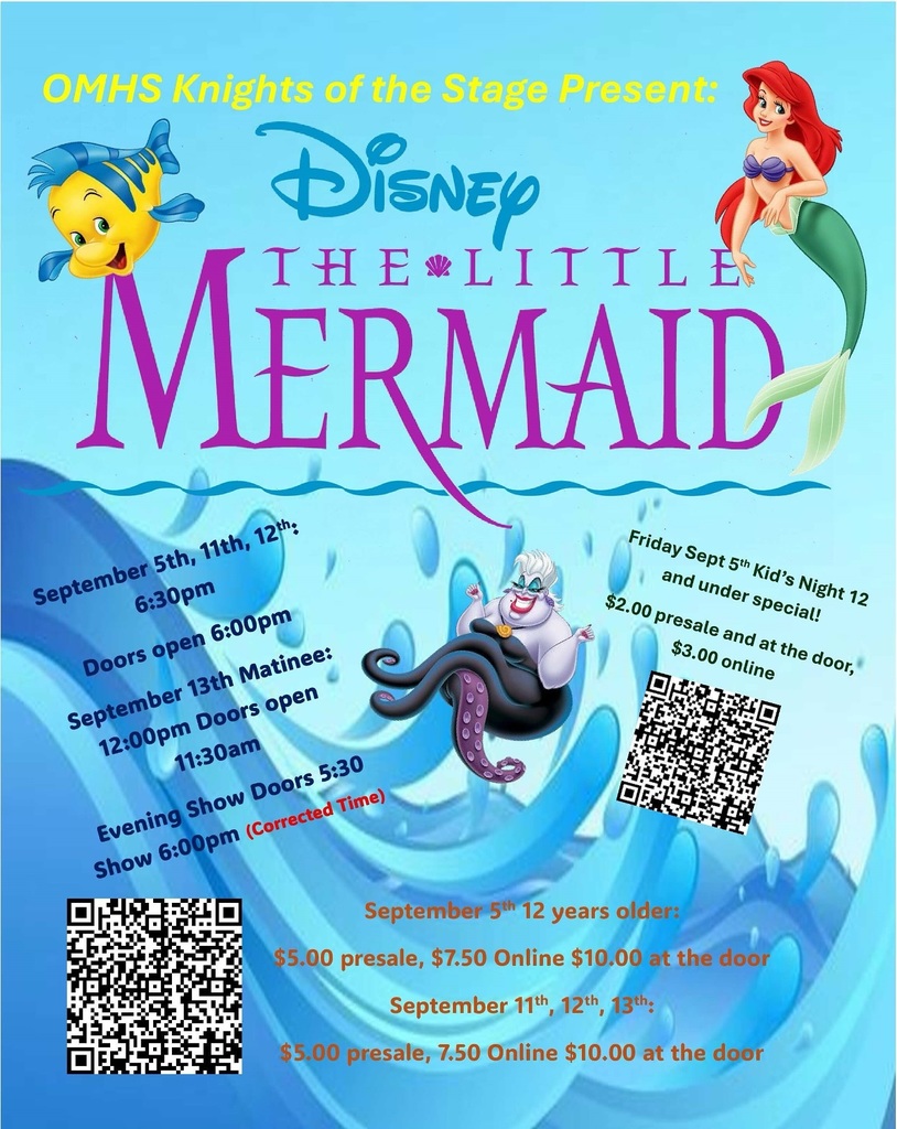 Join Las Cruces Public Schools OMHS Knight of the Stage for “The Little Mermaid”, September 5, 11, 12, 13. #thrive575