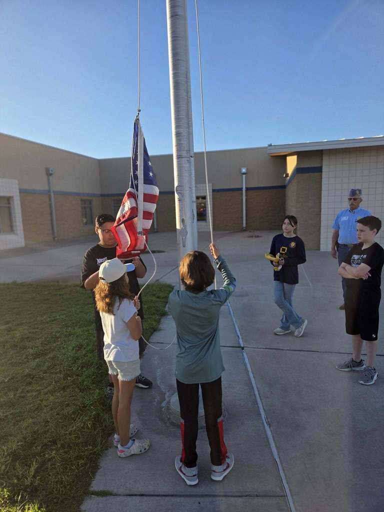 Post 10 Commander Theron Imlay and Sons of The American Legion Squadron 10 Commander William Wight joined the Extreme Team at Loma Heights Elementary this morning to assist with raising the flags to half-staff in remembrance of September 11.