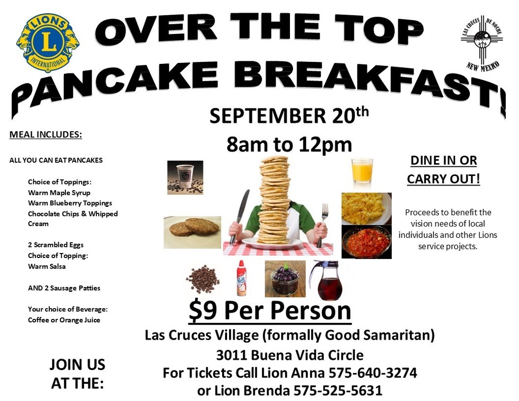 pancake breakfast information on white background