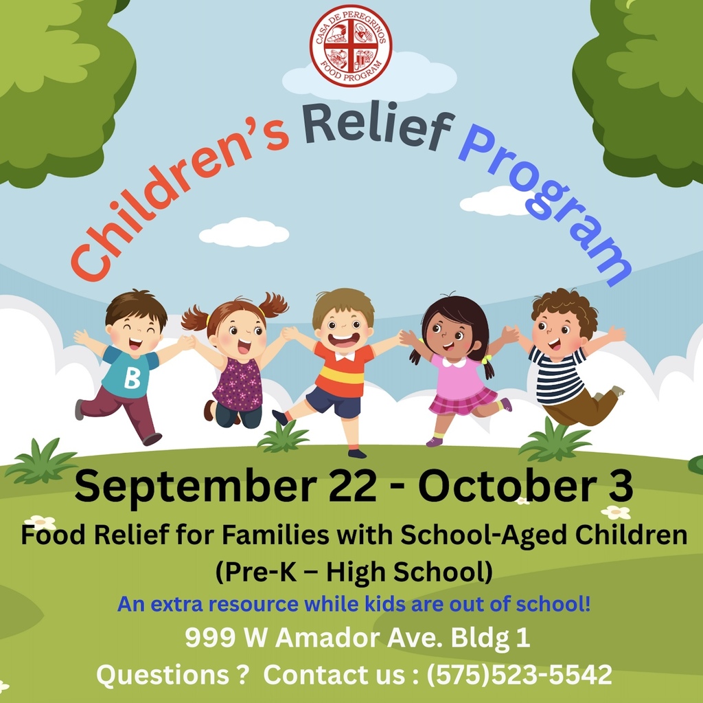 colorful flyer with information on the chiilrdrens relief program
