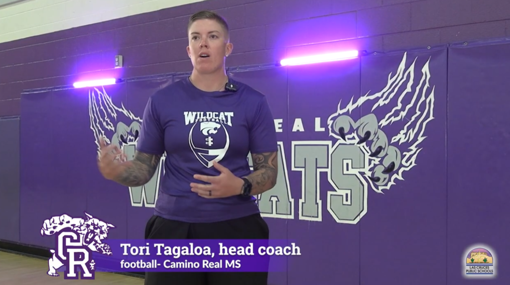 At Camino Real Middle School, during any football practice, when the whistle blows all eyes and ears are on Coach Tori Tagaloa. 