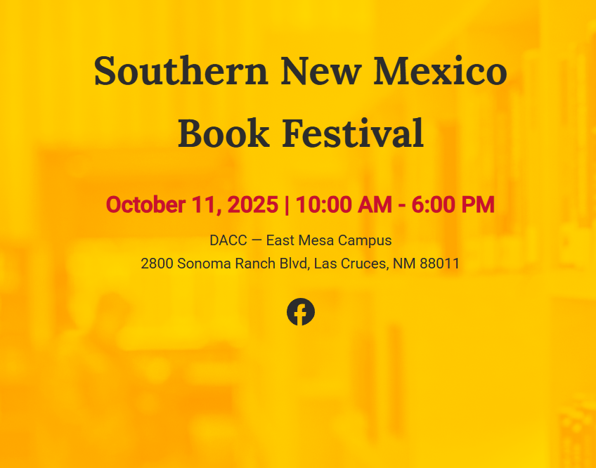 bright yellow graphic with information on a book fair Oct. 11