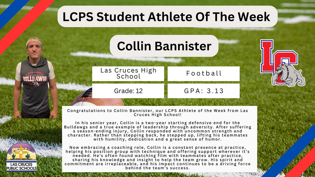Congrats to Collin Bannister, our LCPS Athlete of the Week from LCHS!
