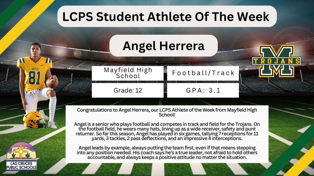 Congrats to Angel Herrera, our LCPS Athlete of the Week from MHS!