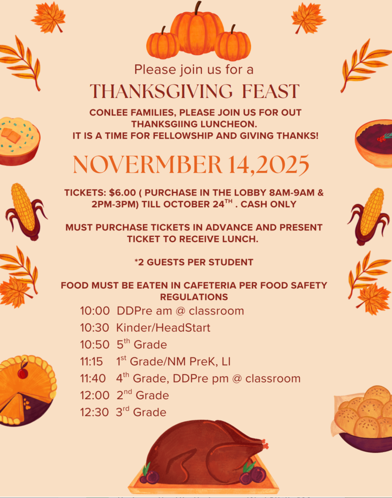 Thanksgiving lunch schedule