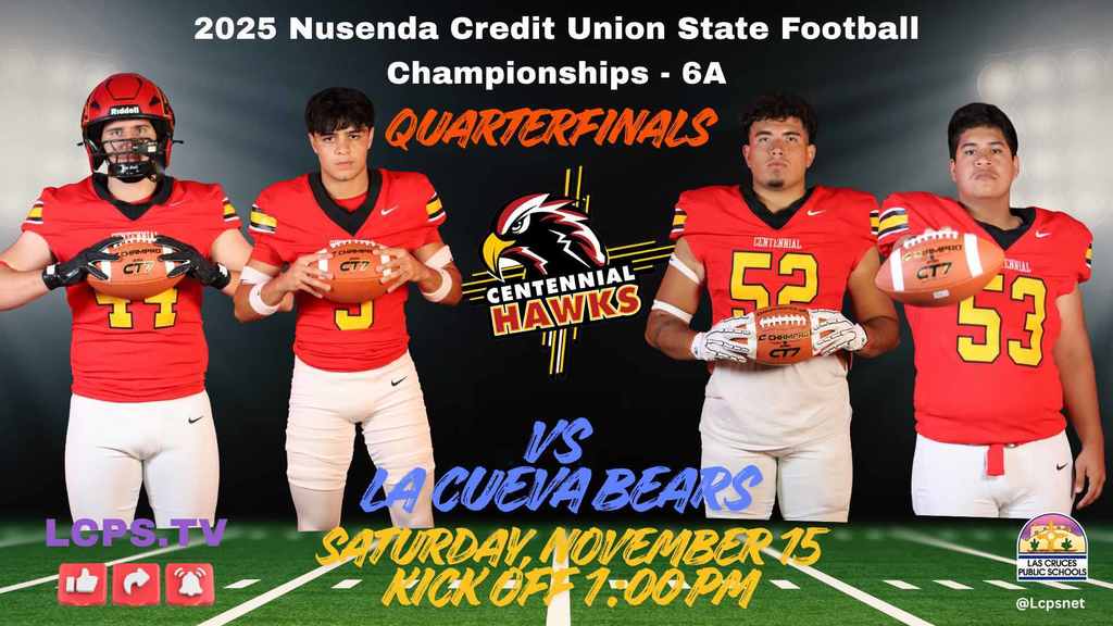 The Centennial Hawks take on La Cueva on Saturday, Nov. 15 at 1 PM at the Field of Dreams.