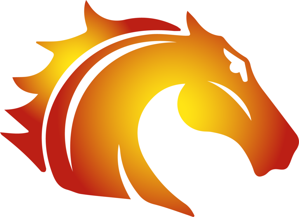 orange gradient logo of a horse head from Arrowhead Park Early College High School