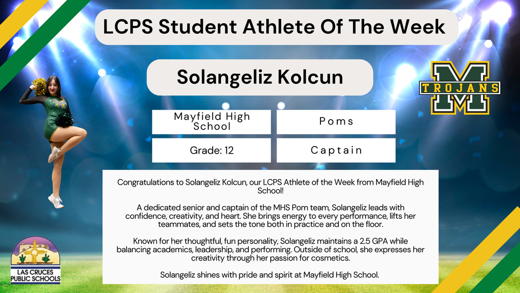 Congratulations to Solangeliz Kolcun, LCPS Athlete of the Week from MHS! 