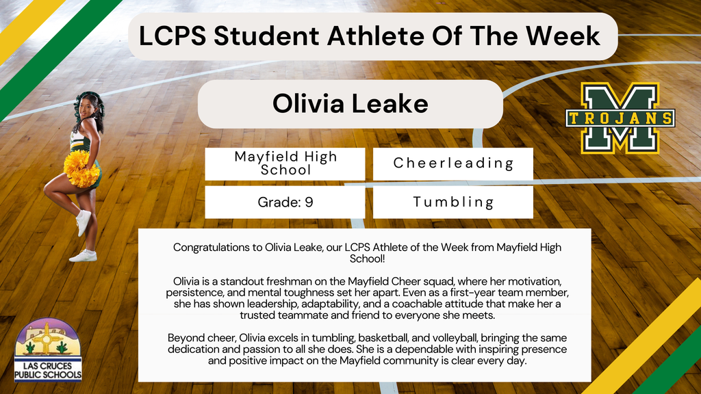 Congratulations to Olivia Leake, our LCPS Athlete of the Week from MHS!