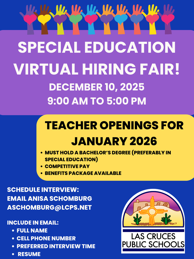 purple, blue and yellow graphic with information on a special education job fair