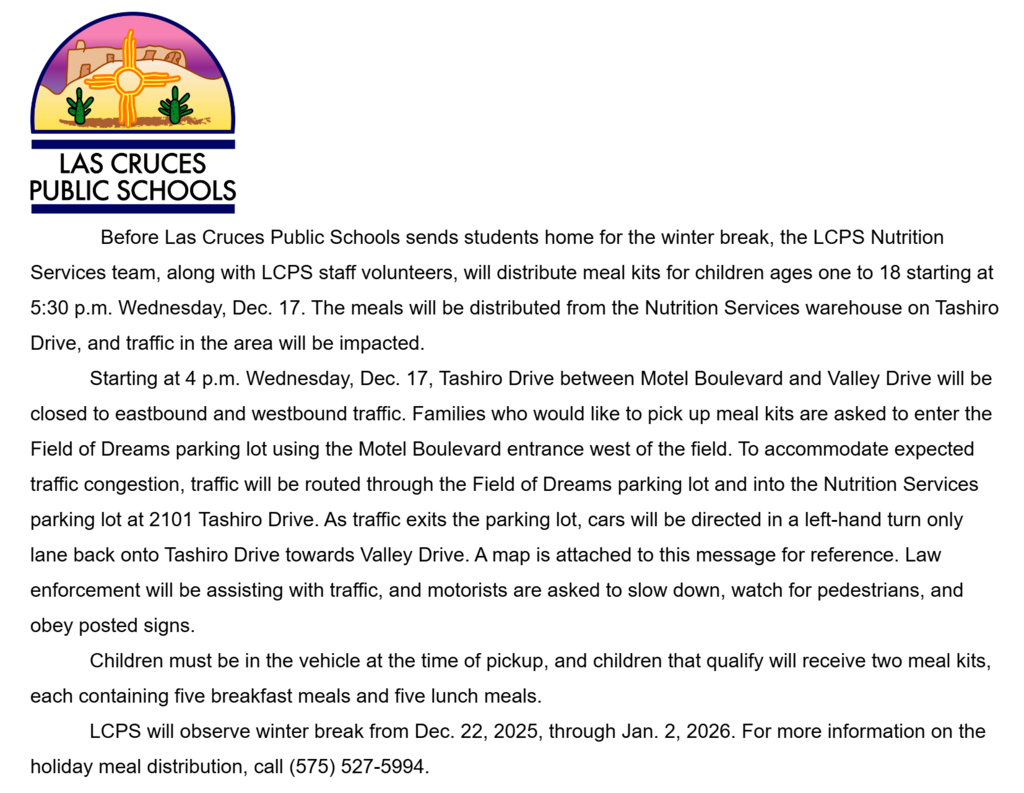 Parent Letter for Food Distribution