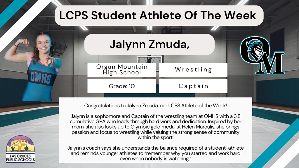 Congratulations to Jalynn Zmuda, our LCPS Athlete of the Week!
