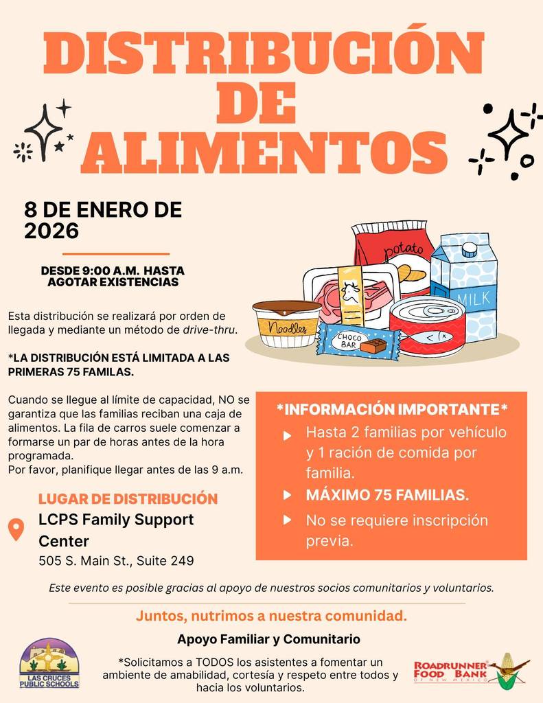 The LCPS food distribution will be starting at 9am today in front of the LCPS Family Support Center at the Dr. Karen M. Trujillo Administration Complex