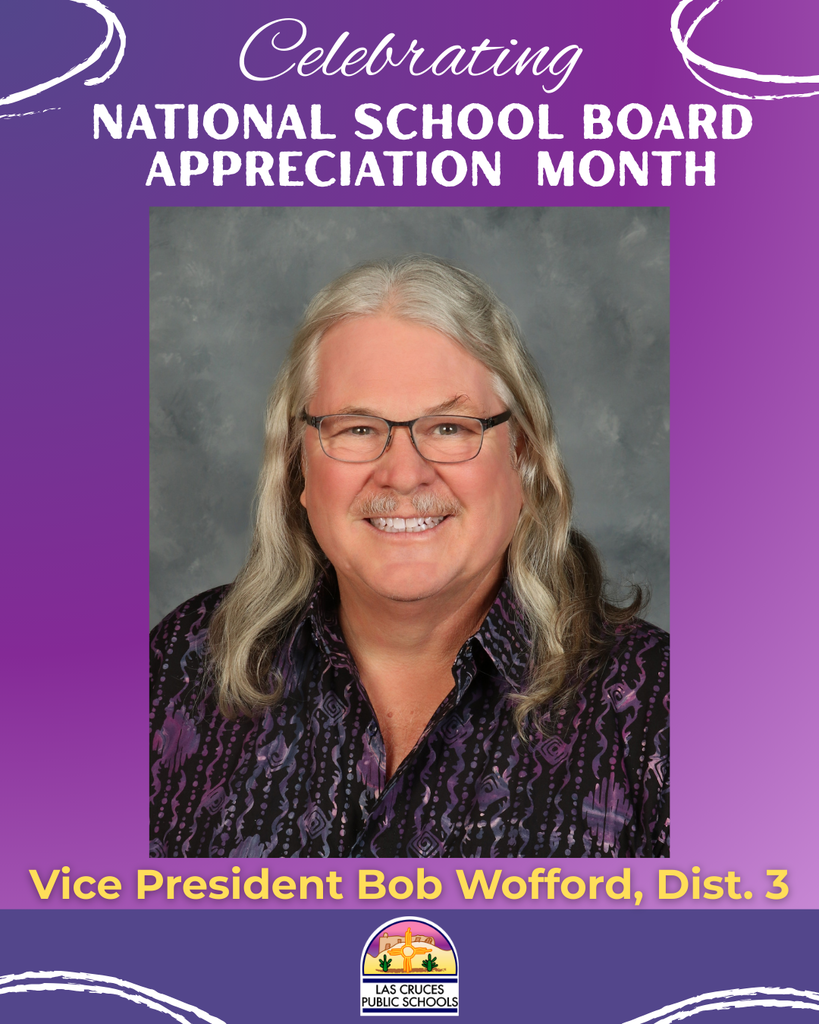 purple graphic for school board appreciation with photo