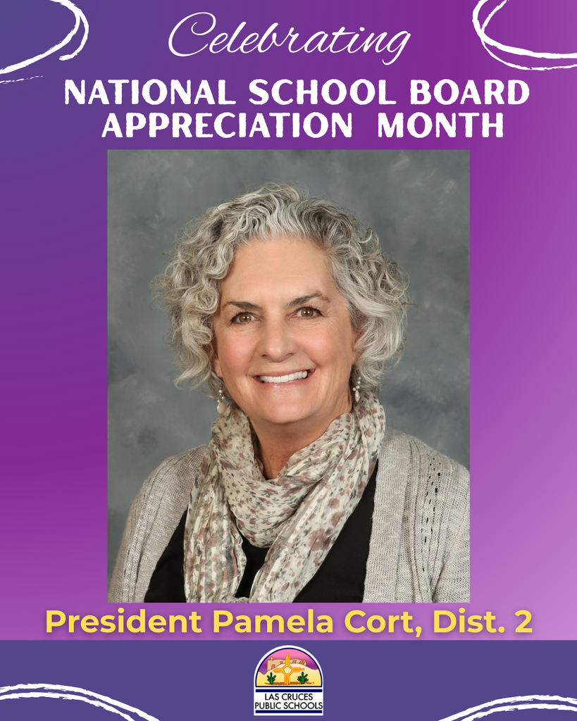 purple graphic for school board appreciation with photo