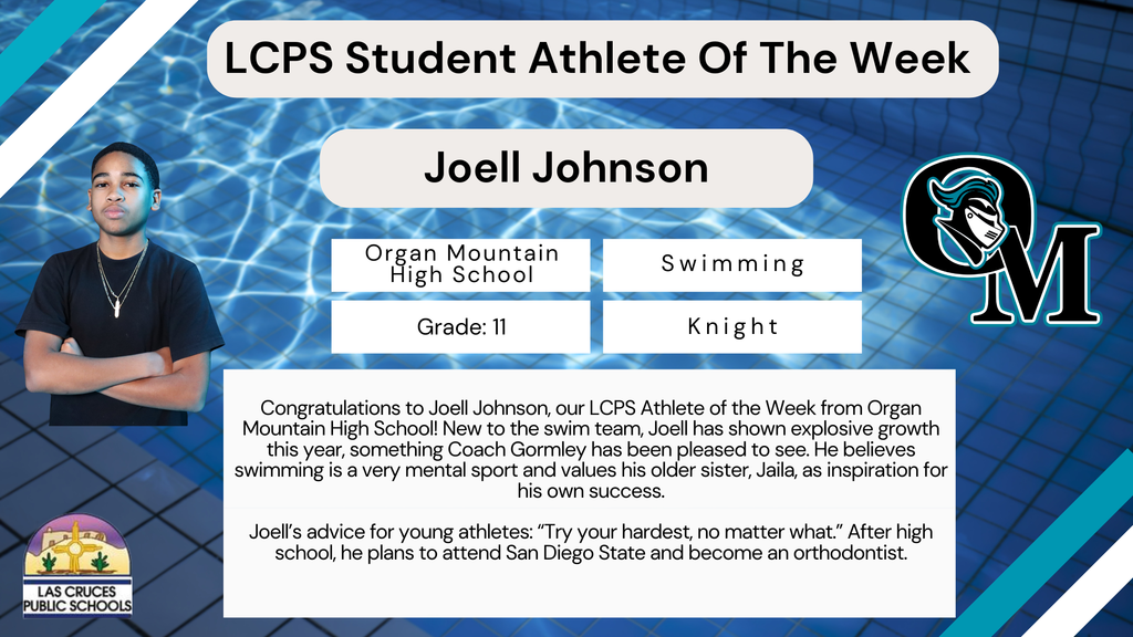 Congratulations to Joell Johnson, our LCPS Athlete of the Week from Organ Mountain! 