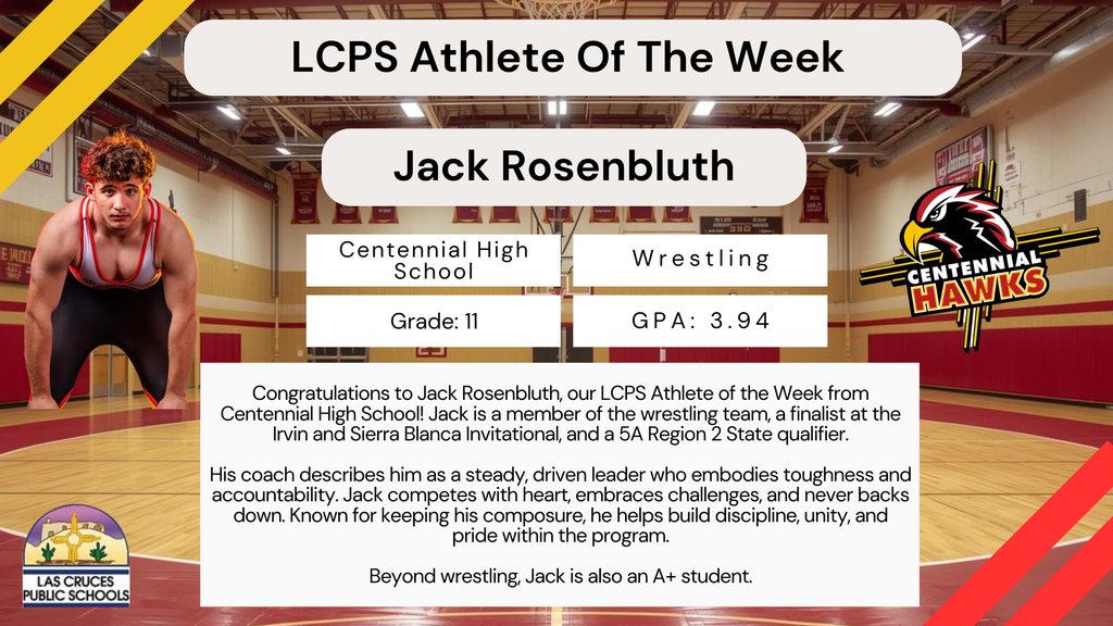 Congratulations to Jack Rosenbluth of Centennial High School, our LCPS Athlete of the Week!