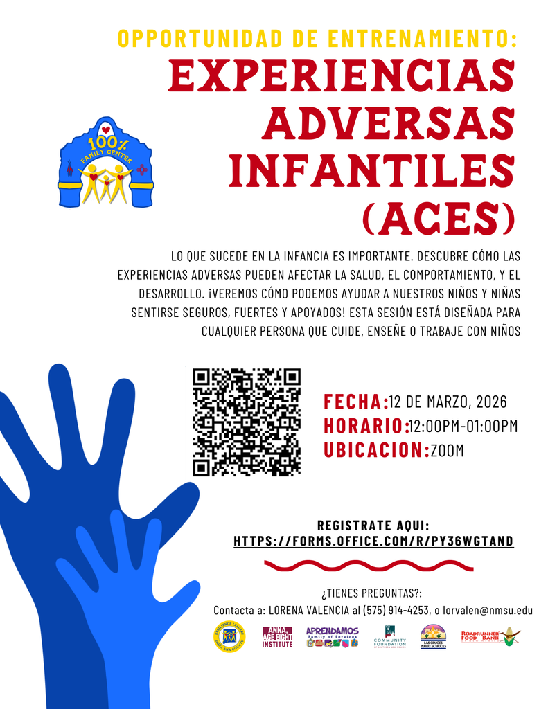 white flyer with blue hands, Spanish