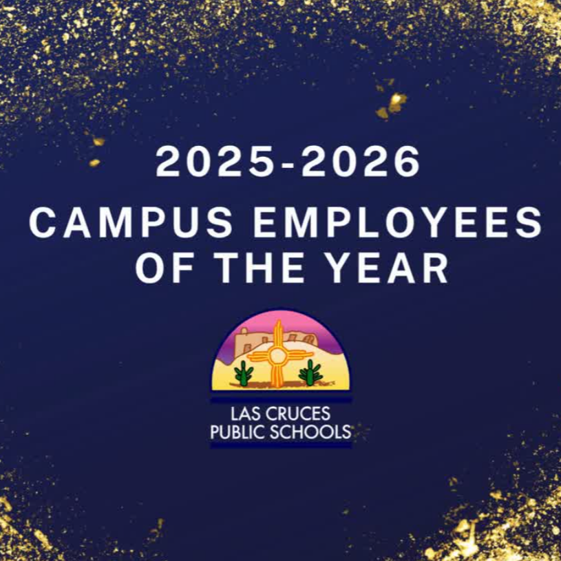 blue image with gold glitter, LCPS logo