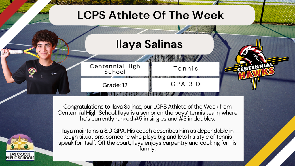 Congratulations to Ilaya Salinas, our LCPS Athlete of the Week from Centennial HS!
