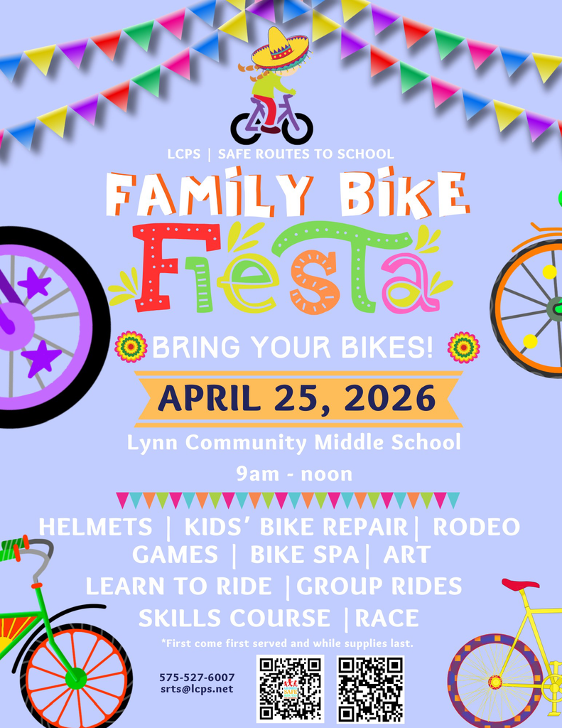 Safe Routes to School at LCPS presents the Family Bike Fiesta on Saturday, April 25, at Lynn Community Middle School from 9 a.m. to 12 p.m.