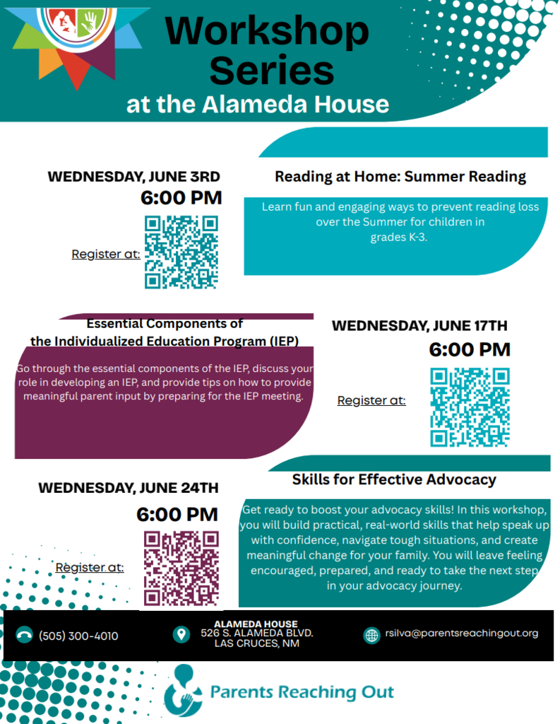 teal, white and maroon flyer, English